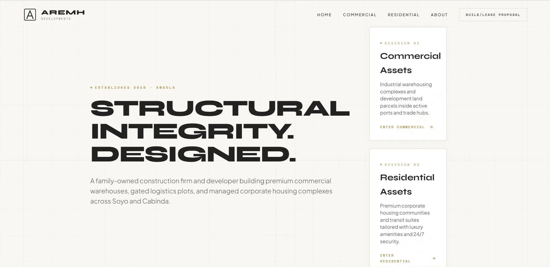 AREMH Developments engineering and civil construction website